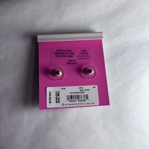 Kate Spade New York Glitter Cushion Cut Gold Earrings New with Tags NWT - Picture 4 of 4